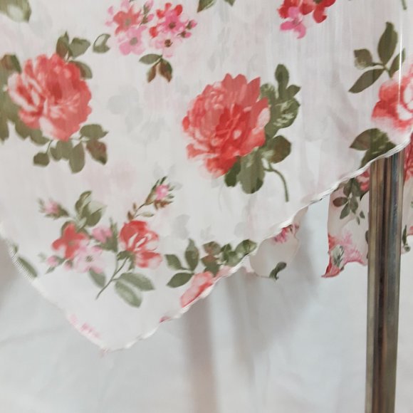 Vintage FANG Rose Print Chiffon Handkerchief Tank Top XL - Picture 6 of 8